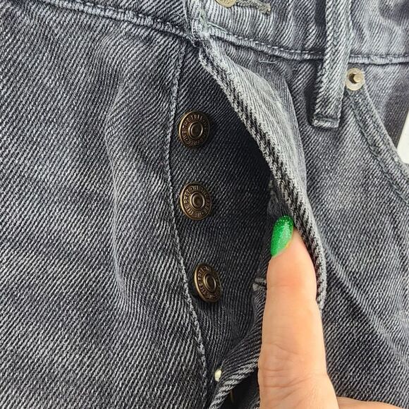 NWT Free People Faded Black Ragged Edge Denim Skirt Size 25 - Picture 3 of 5